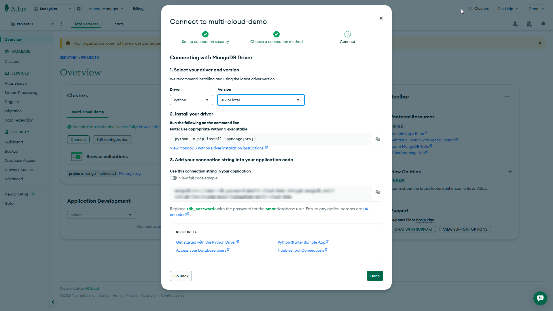 MongoDB URI Configuration