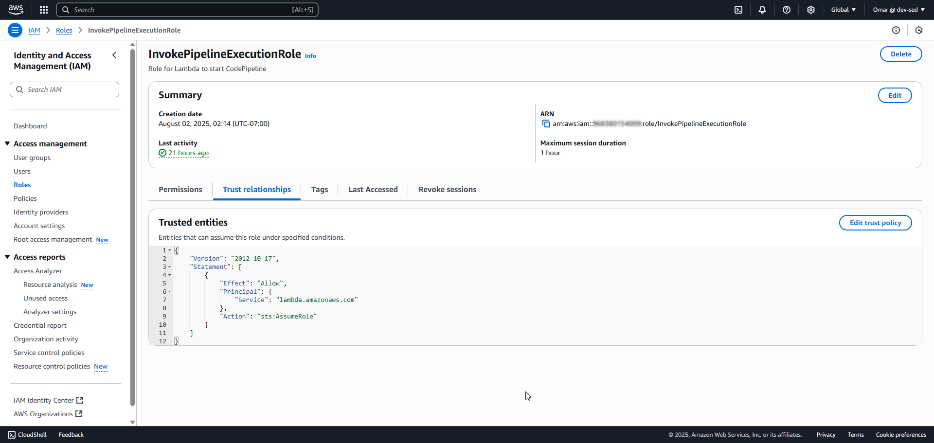 Lambda Execution Role Trust Policy