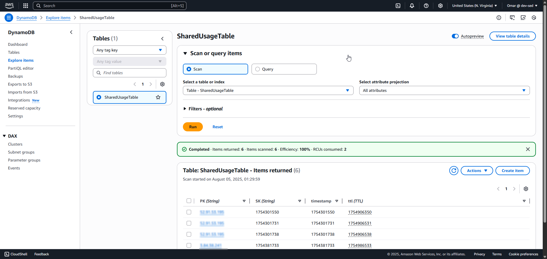 DynamoDB Item View